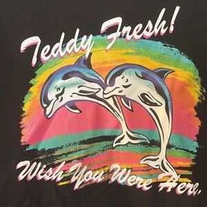 NWT TEDDY FRESH WISH YOU WERE HERE BLACK TEE